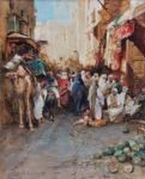 Rue Animee Oil Painting by Alberto Pasini