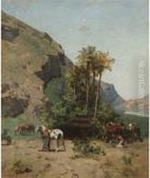 An Arab Encampment, Lebanon Oil Painting by Alberto Pasini