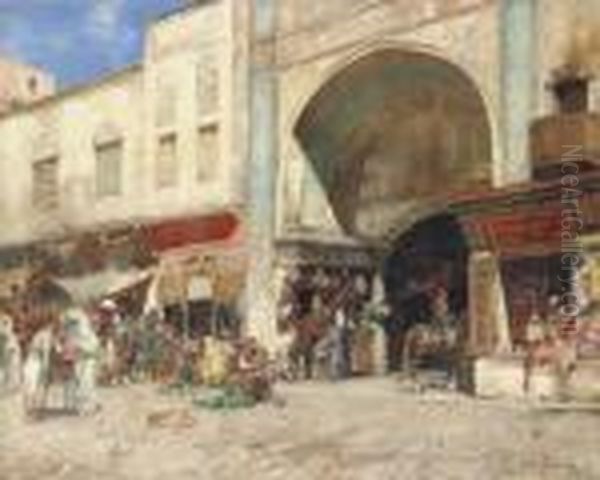 Porta Di Un Bazar Oil Painting by Alberto Pasini