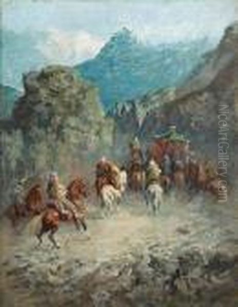 The Caravan Oil Painting by Alberto Pasini