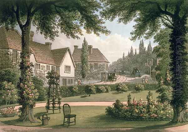 View from My Own Cottage in Essex After from Fragments on the Theory and Practice of Landscape Gardening, pub. 1816 Oil Painting by Humphry Repton