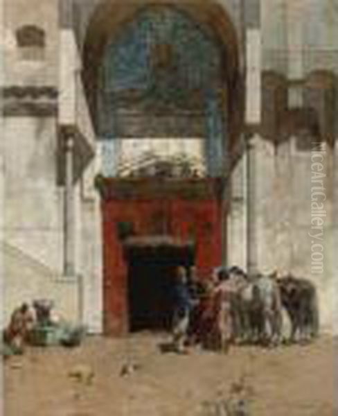 An Arab Portico Oil Painting by Alberto Pasini