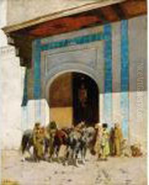 A L'entree De La Mosquee Oil Painting by Alberto Pasini