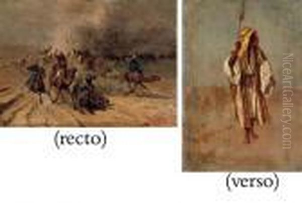 The Desert Caravan And Bedouin Man Oil Painting by Alberto Pasini