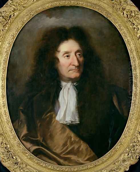 Portrait of Jean de La Fontaine 1621-95 Oil Painting by Hyacinthe Rigaud