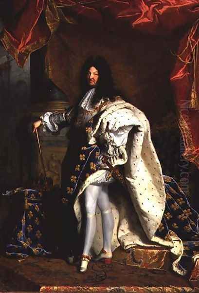 Louis XIV 1638-1715 in Royal Costume, 1701 2 Oil Painting by Hyacinthe Rigaud