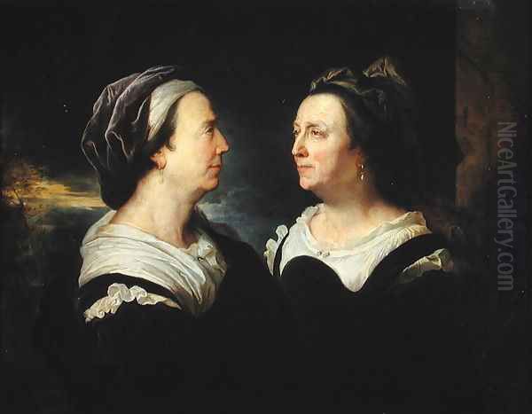 Double Portrait of Marie Serre, the artists mother, 1695 Oil Painting by Hyacinthe Rigaud