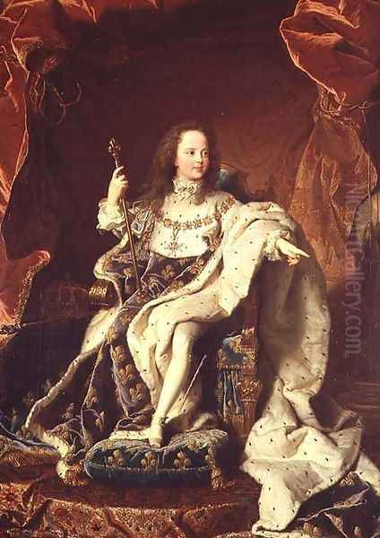 Portrait of Louis XV 1710-74 in Coronation Robes, 1715 2 Oil Painting by Hyacinthe Rigaud