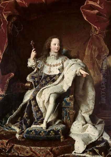 Portrait of Louis XV 1710-74 in Coronation Robes, 1715 Oil Painting by Hyacinthe Rigaud