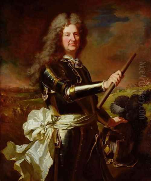 Portrait of Charles Auguste de Matignon Comte de Gace Marechal de France Oil Painting by Hyacinthe Rigaud