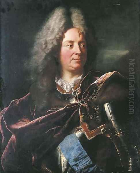 Portrait of Louis Antoine de Pardaillan de Gondrin, duc d'Antin (1665-1736), half-length, in armour Oil Painting by Hyacinthe Rigaud