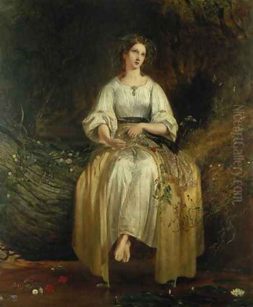 Ophelia weaving her garlands, 1842 Oil Painting by Richard Redgrave