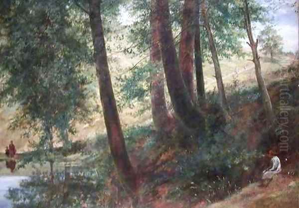 Beside a Woodland Pond Summer Oil Painting by Richard Redgrave