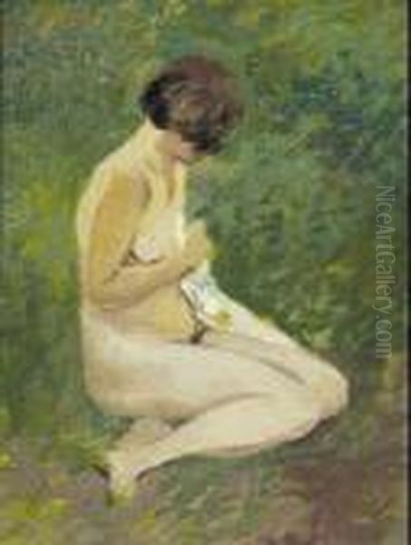 Nudo Femminile In Giardino by Carlo Passigli