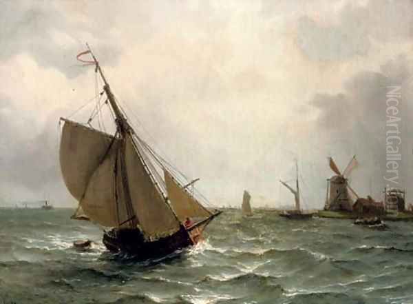 Sailing on a river estuary Oil Painting by Nicolaas Riegen