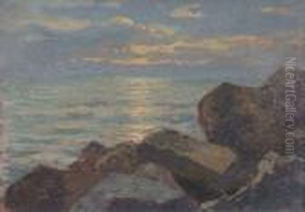 Marina Al Tramonto Oil Painting by Carlo Passigli