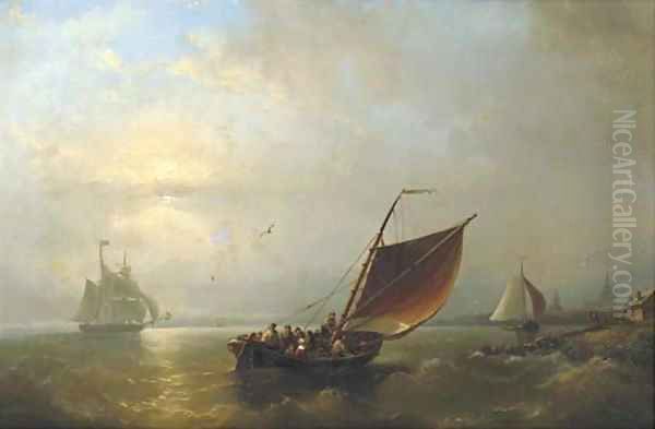 Shipping off shore Oil Painting by Nicolaas Riegen