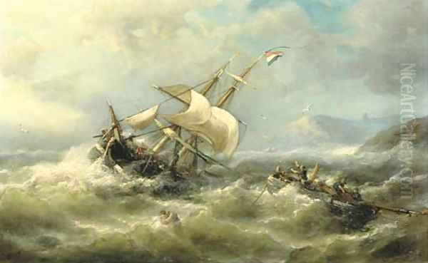 On choppy water Oil Painting by Nicolaas Riegen