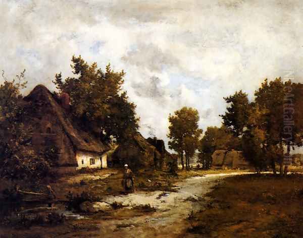 Le Hameau De Chaumieres Oil Painting by Leon Richet