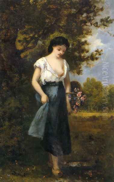 La fille des fleures (The Flowergirl) Oil Painting by Leon Richet