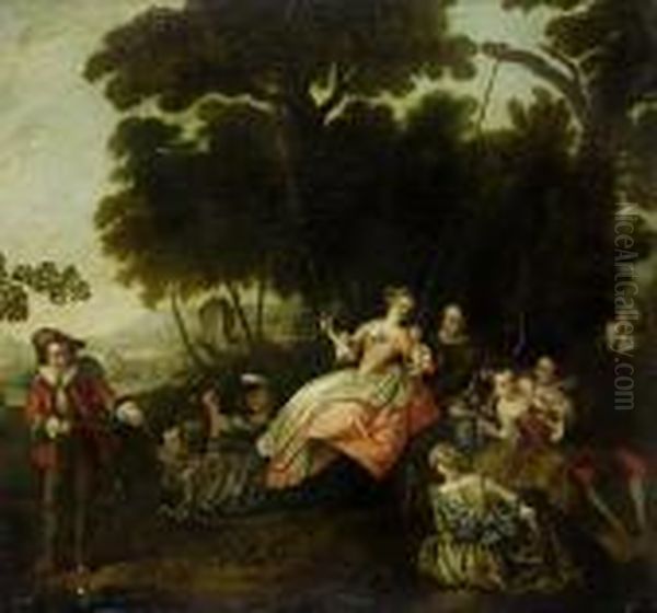 A Fete Champetre Oil Painting by Jean-Baptiste Joseph Pater