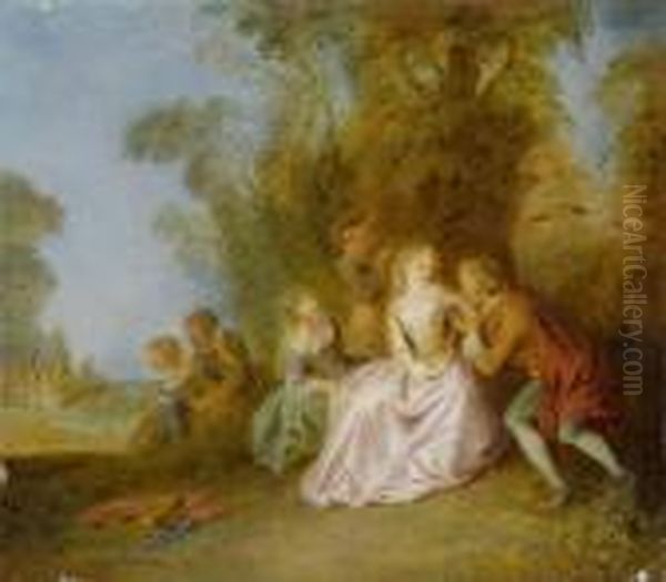 Gallant Scene In A Park. Oil Painting by Jean-Baptiste Joseph Pater