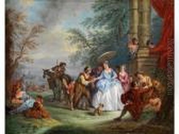 Konversation Im Park Oil Painting by Jean-Baptiste Joseph Pater