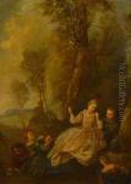 L'escarpolette Oil Painting by Jean-Baptiste Joseph Pater