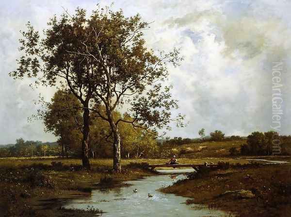 Banks of the River Oil Painting by Leon Richet