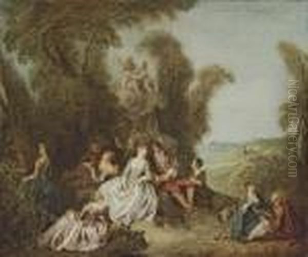 Fete Champetre Ou Les Denicheurs D'oiseaux Oil Painting by Jean-Baptiste Joseph Pater