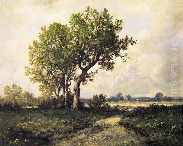 Trees in a Landscape Oil Painting by Leon Richet