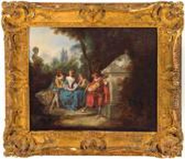 Festa Campestre Con Suonatore Di Chitarra Oil Painting by Jean-Baptiste Joseph Pater