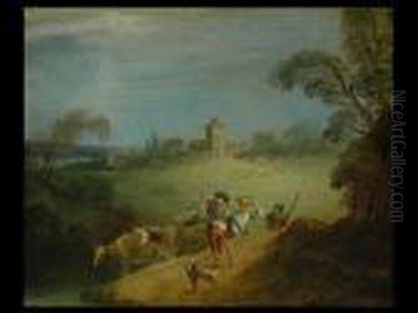 Landschaft Mit Hirten Oil Painting by Jean-Baptiste Joseph Pater