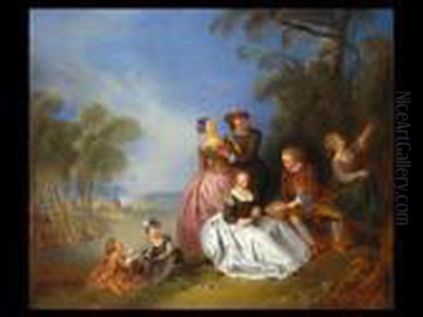 Familienausflug In Der Campagne Oil Painting by Jean-Baptiste Joseph Pater