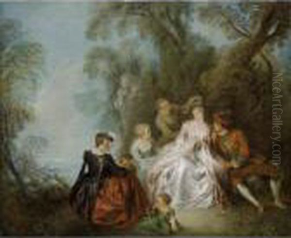 A Fete Galante Oil Painting by Jean-Baptiste Joseph Pater