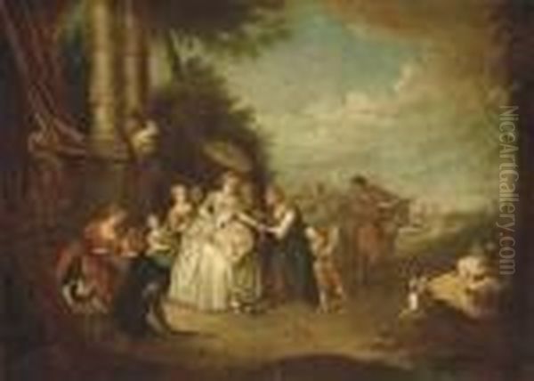 La Diseuse De Bonne Aventure Oil Painting by Jean-Baptiste Joseph Pater