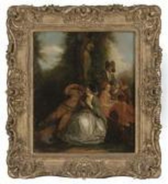 A Fete Galante Oil Painting by Jean-Baptiste Joseph Pater