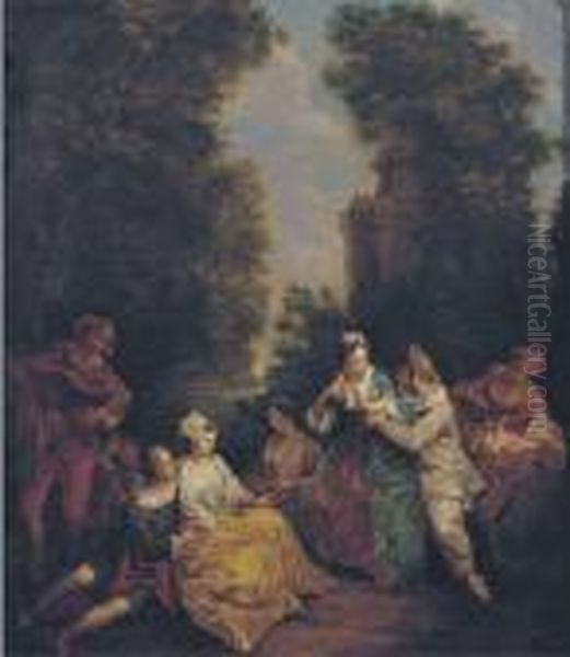 A Fete Champetre Oil Painting by Jean-Baptiste Joseph Pater