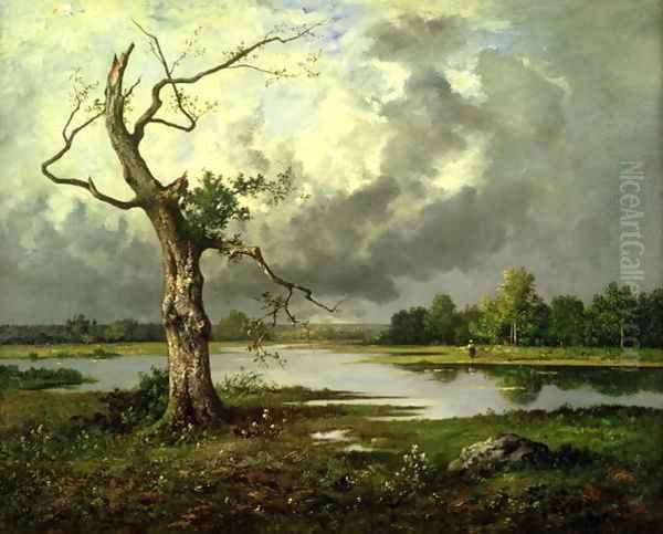 French River Landscape Oil Painting by Leon Richet