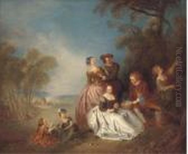 A Fete Champetre Oil Painting by Jean-Baptiste Joseph Pater