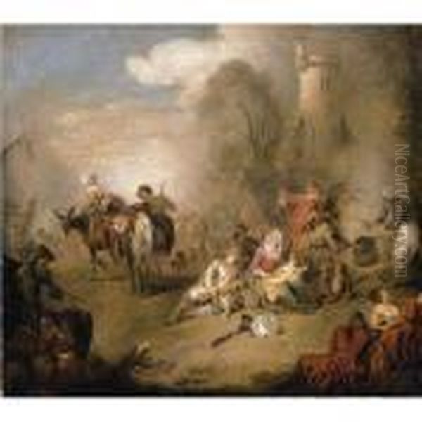 Lot Sold. Oil Painting by Jean-Baptiste Joseph Pater