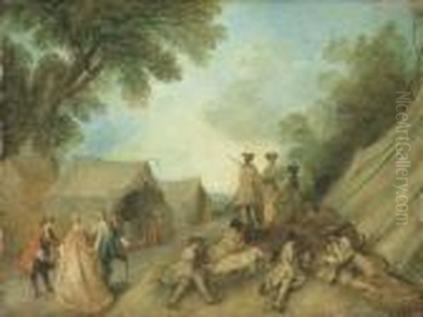 La Visite Au Camp Oil Painting by Jean-Baptiste Joseph Pater