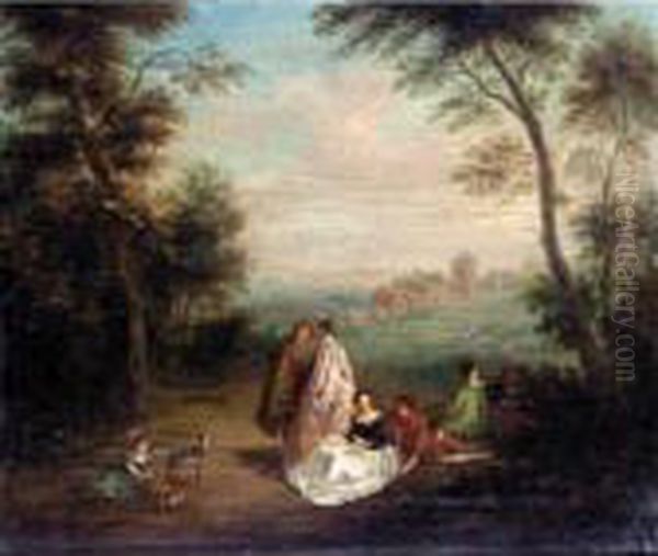 A Fete Champetre Oil Painting by Jean-Baptiste Joseph Pater