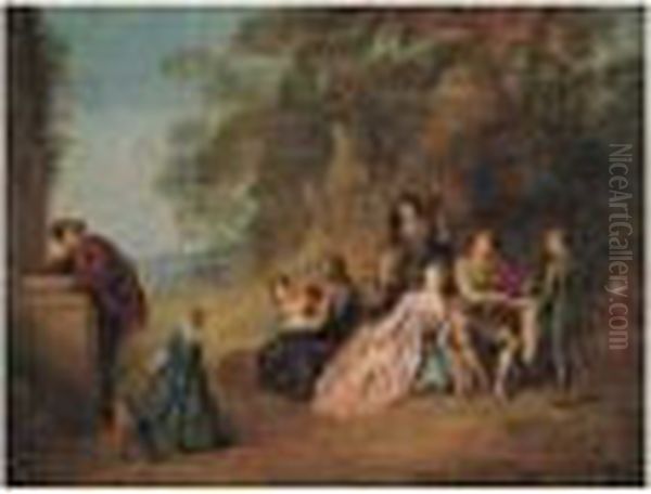 L'amour Et Le Badinage Oil Painting by Jean-Baptiste Joseph Pater