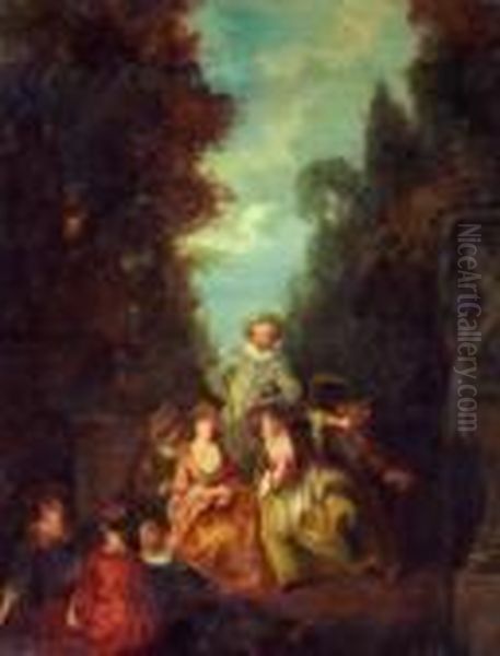 Gesellschaft Im Freien Oil Painting by Jean-Baptiste Joseph Pater