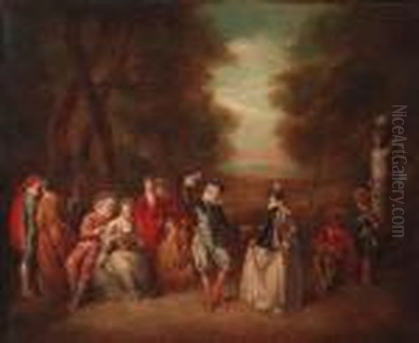 A Fte Champtre In A Landscape Oil Painting by Jean-Baptiste Joseph Pater