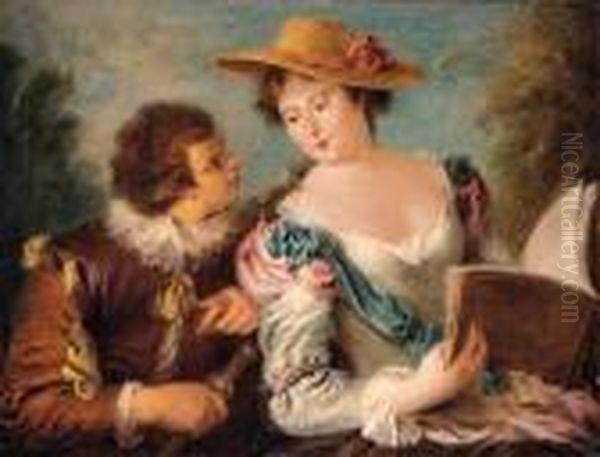 Le Duo Oil Painting by Jean-Baptiste Joseph Pater