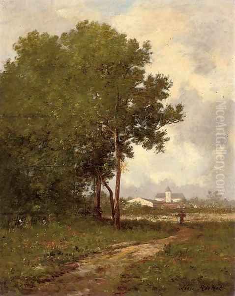 Walking on a path at the edge of a wood Oil Painting by Leon Richet