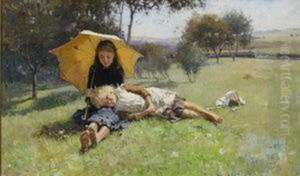 A Summer's Day Or Sisters Oil Painting by James Paterson