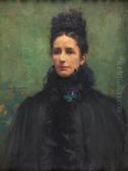 Mrs Monteith, Half-length, In Black Oil Painting by James Paterson